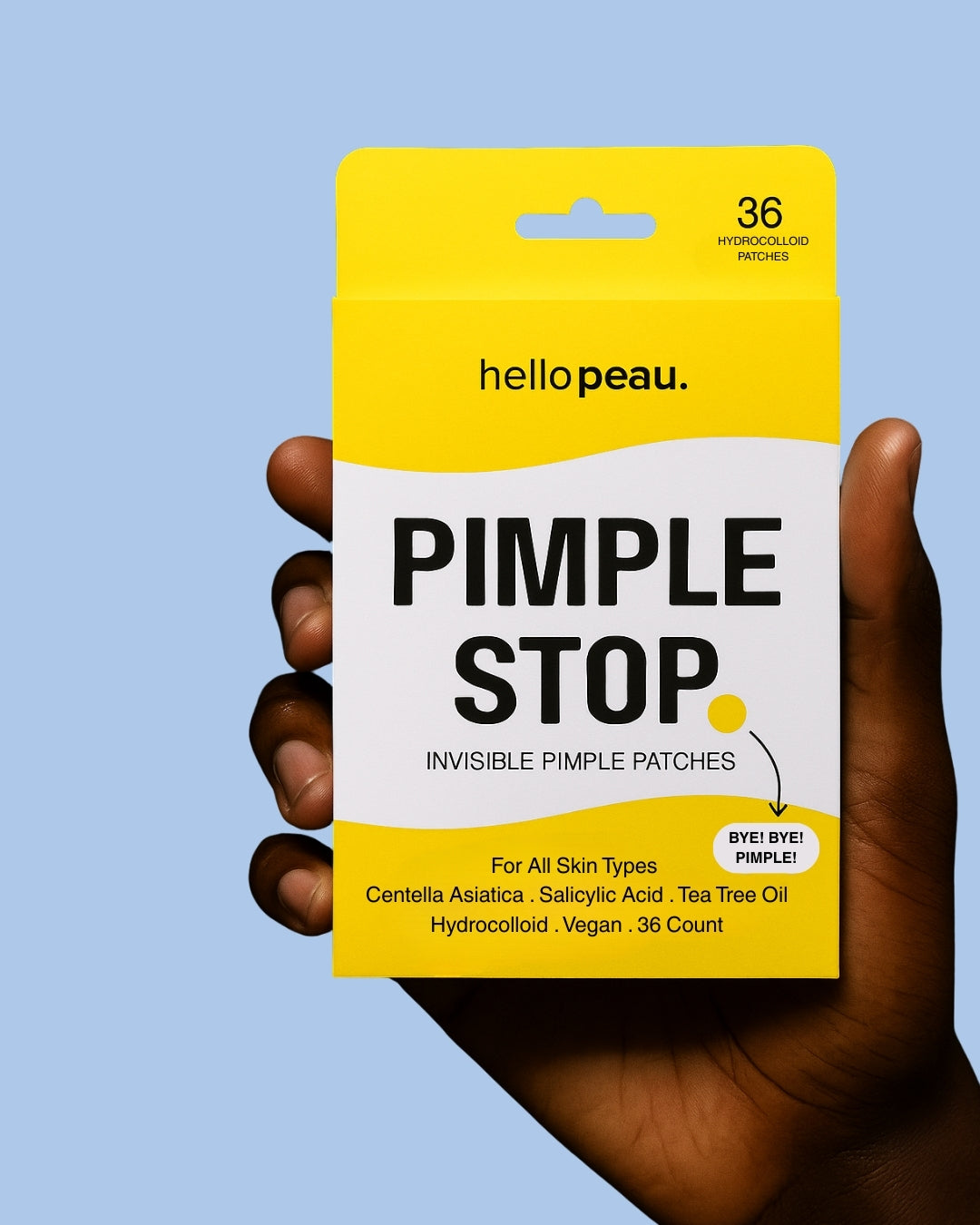 Hello Peau Pimple Stop Hydrocolloid Vegan Invisible Pimple Patches - 36 count