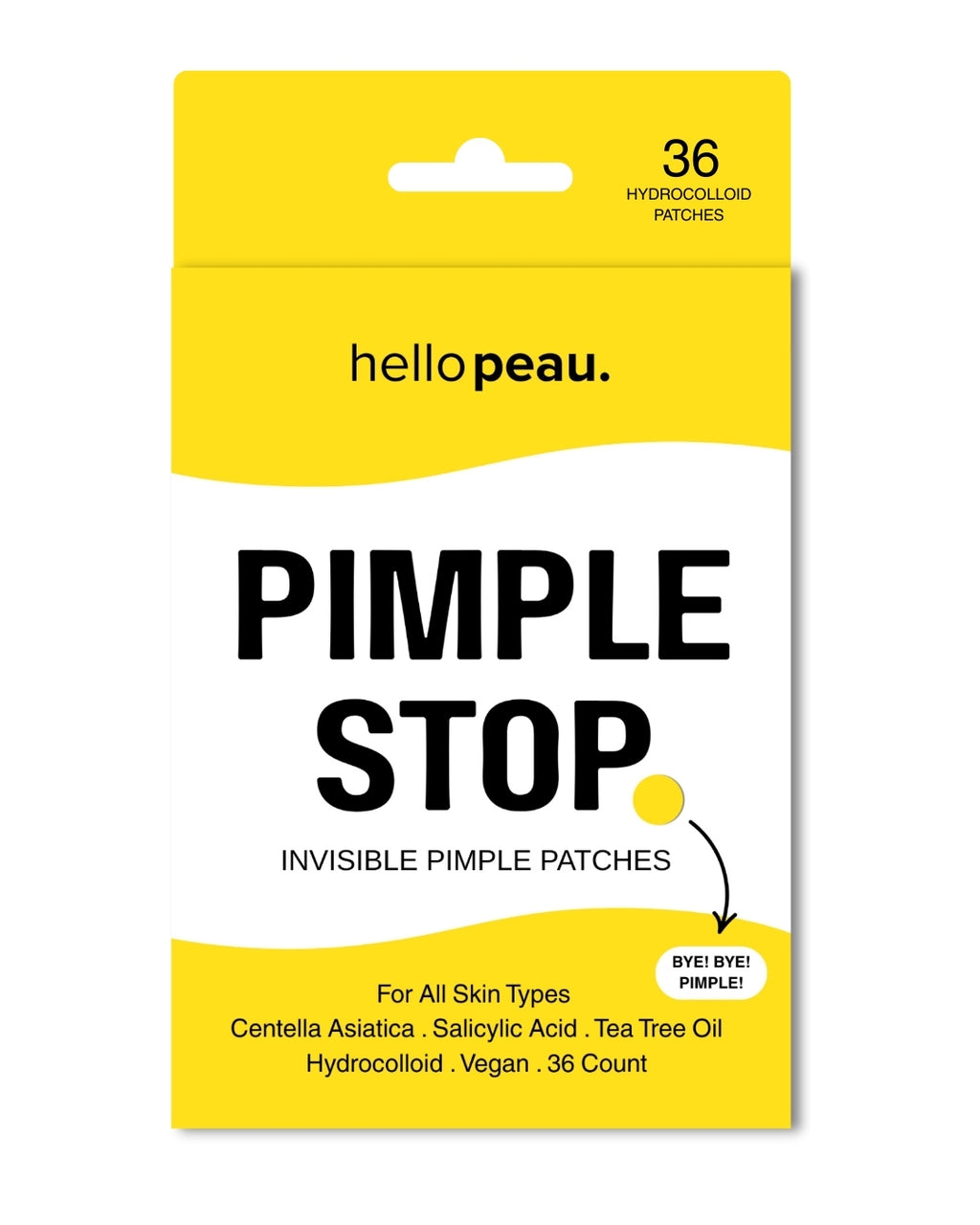 Hello Peau Pimple Stop Hydrocolloid Vegan Invisible Pimple Patches - 36 count