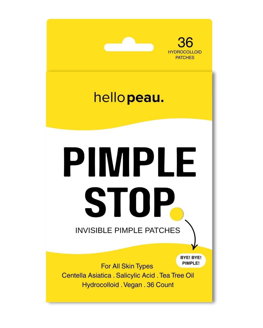 Hello Peau Pimple Stop Hydrocolloid Vegan Invisible Pimple Patches - 36 count