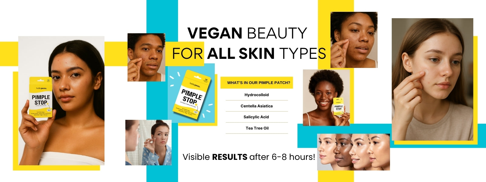 Hello Peau Pimple Stop Vegan Pimple Patch. Visible Results in 6-8 hours